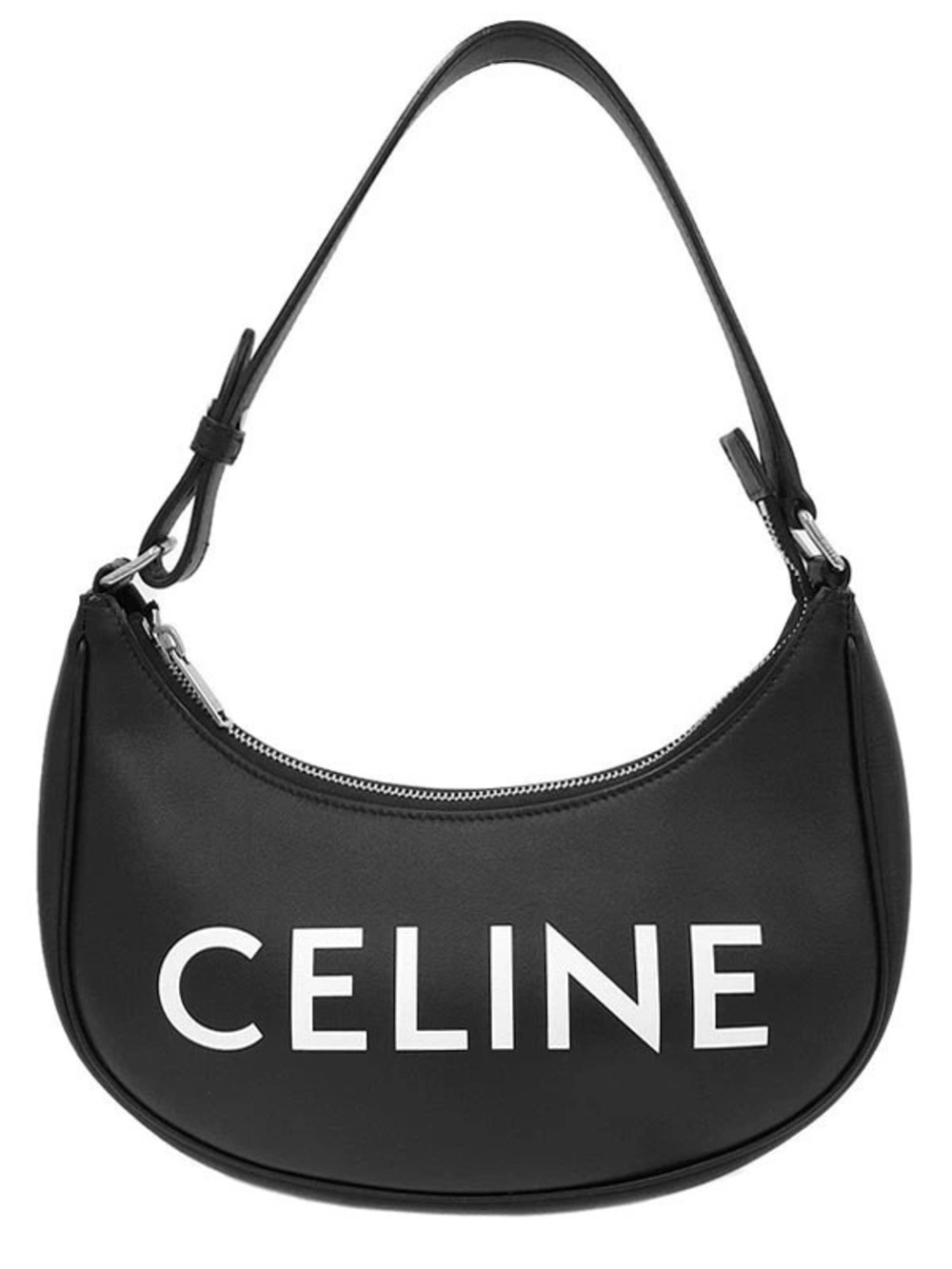 Celine Ava Logo Shoulder Bag prominent CELINE signature Black
